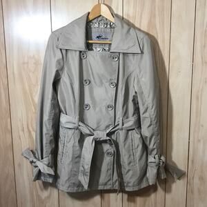 KC Collections Y2K Taupe Double Breasted Trench Coat Mid Length Women M